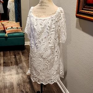 NWT XXL Voins Off-Shoulder White Large Eylet Dress